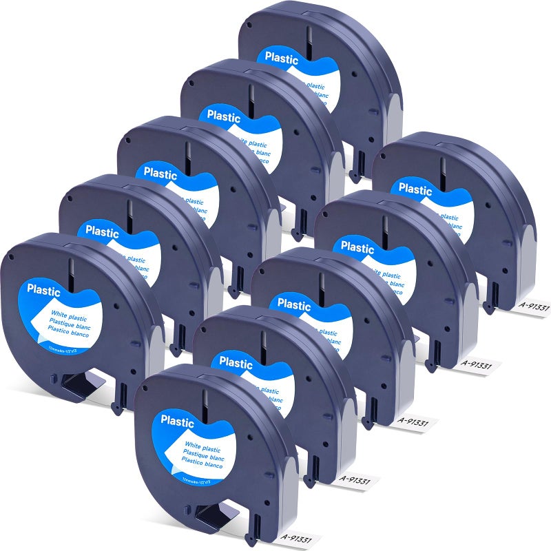 Label Orison Letratag 91331 S0721610 Plastic Label Tape Refills Black on White Compatible with Dymo LT Label Maker Plus LT100T QX50,1/2 Inch X 13Feet (12mmx4m),10Pack - Image 1